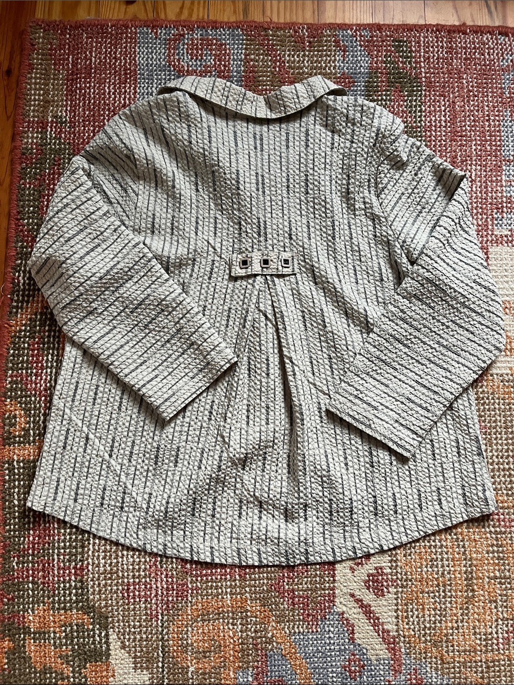 Habitat Crinkle Pinstripe Jacket Size M 3/4 Sleeve Lightweight Like New - Picture 10 of 10